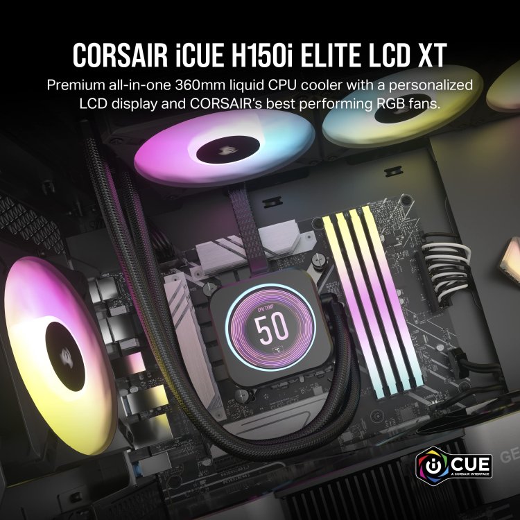 Corsair iCUE H150i Elite LCD XT Display 360mm RGB CPU Liquid Cooler