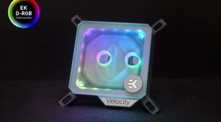 EK-Quantum Velocity D-RGB - AMD Nickel + Frosted Plexi