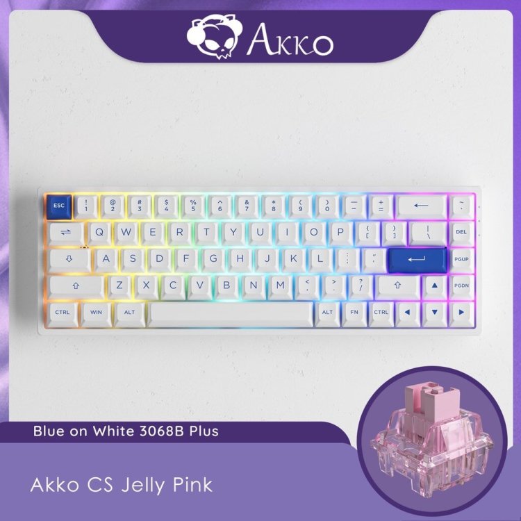 Akko 3068B Plus Blue/White RGB Wireless CS Jelly Pink