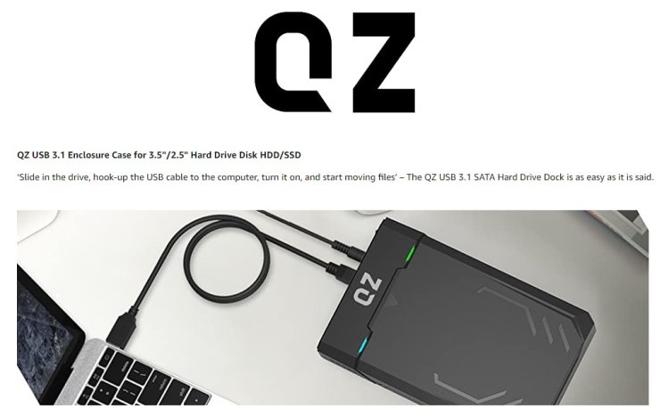 QZ HD01 USB 3.1 HDD Docking Station