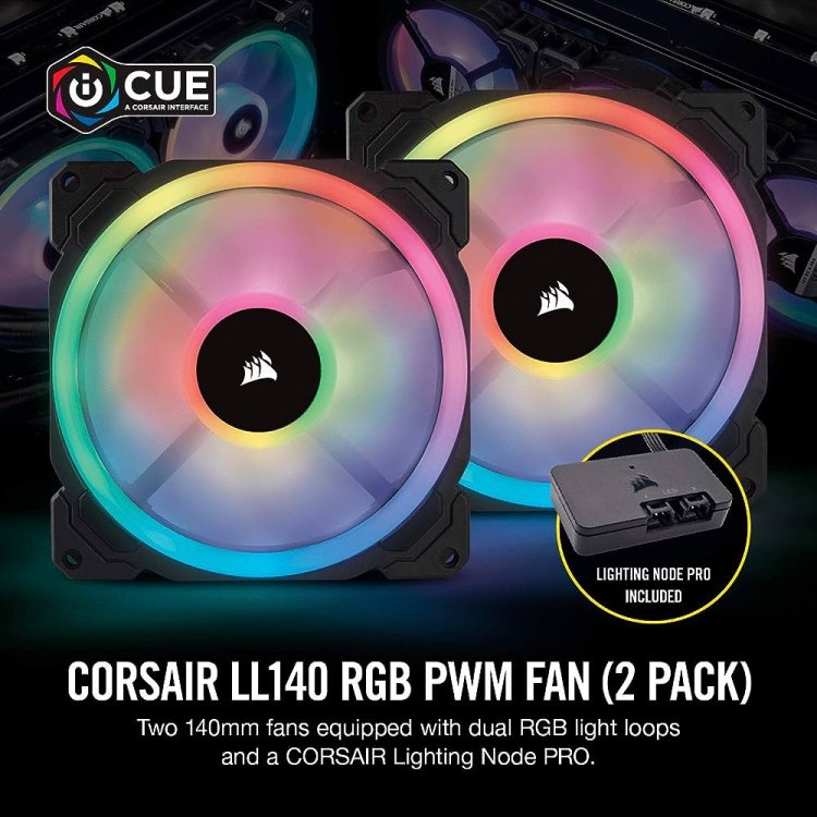 Corsair LL140 RGB 140mm Fans 2 Pack with Lighting Node Pro