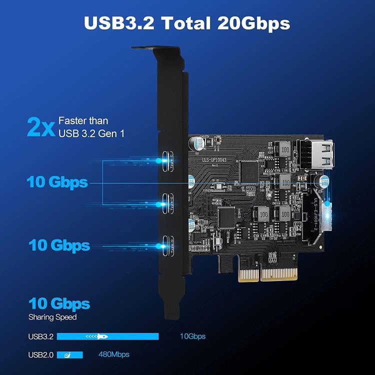 Axagon 2 Internal Port USB 3.2 Gen 1 PCI-E Expansion Card